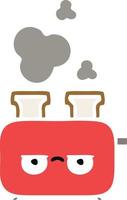 flat color retro cartoon of a toaster vector