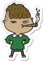 pegatina de un hombre de dibujos animados fumando vector