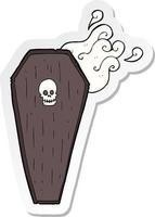 sticker of a spooky cartoon coffin vector