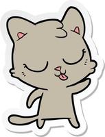 sticker of a cartoon hissing cat vector