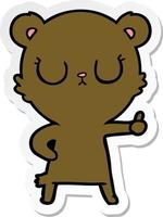 sticker of a peaceful cartoon bear cub vector