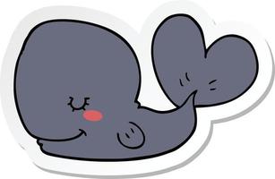 sticker of a cartoon whale vector