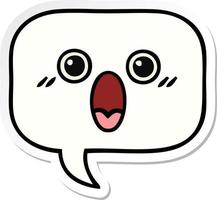 sticker of a cute cartoon speech bubble vector