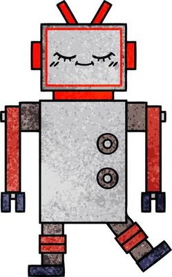 retro grunge texture cartoon robot