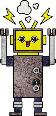 retro grunge texture cartoon robot