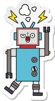 sticker of a cute cartoon broken robot vector