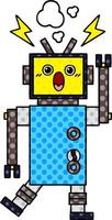 comic book style cartoon malfunctioning robot vector