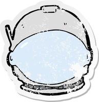 retro distressed sticker of a cartoon astronaut face vector