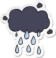 sticker of a cartoon cloud raining vector