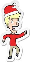 sticker of a cartoon man ready for christmas vector