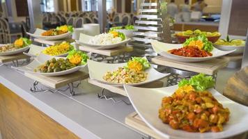 Buffet appetizers, hotel concept. Buffet appetizers at hotel lunch. video