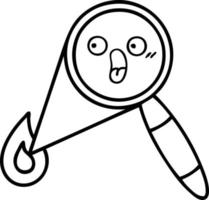 line drawing cartoon magnifying glass vector
