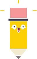 flat color retro cartoon pencil vector