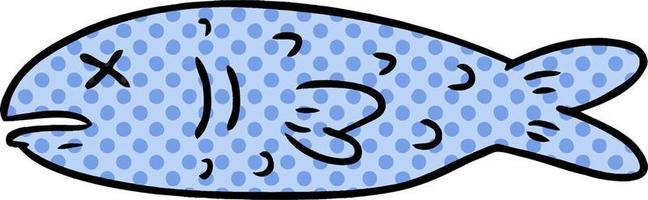 garabato de dibujos animados de un pez muerto vector