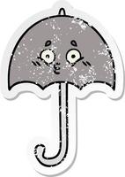 distressed sticker of a cute cartoon umbrella vector