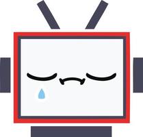 flat color retro cartoon robot head vector