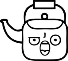 line drawing cartoon kettle vector