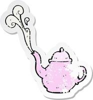 retro distressed sticker of a cartoon teapot vector
