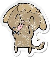 distressed sticker of a rude dog cartoon vector