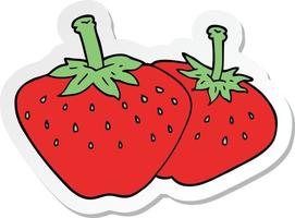 sticker of a cartoon strawberry vector