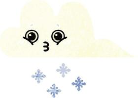 nube de nieve de dibujos animados de estilo de ilustración retro vector