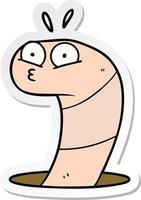 sticker of a cartoon surprised worm vector