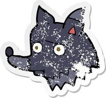 retro distressed sticker of a cartoon unhappy dog vector