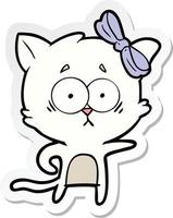 sticker of a cartoon cat vector