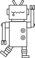 line drawing cartoon robot vector