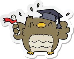 sticker of a cartoon owl graduate vector