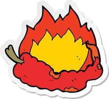 sticker of a cartoon hot chili pepper vector