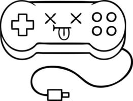 line drawing cartoon game controller vector