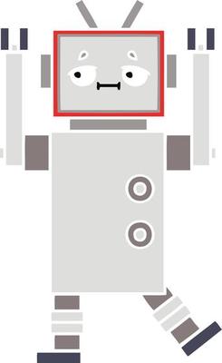 flat color retro cartoon robot