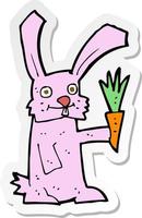 sticker of a cartoon rabbit with carrot vector