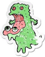 retro distressed sticker of a cartoon gross ghost vector