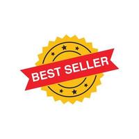 Flat vector illustration of best seller sign badge. Suitable for design element of sale stamp, quality product label, and warranty certificate.