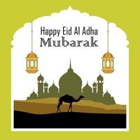 Islamic template or background, happy Eid Al Adha. simple square shape. social media post. eid illustrations concept. vector