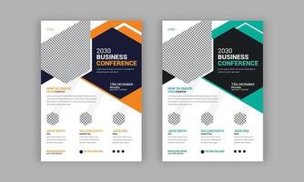 Conference flyer design template. Business or webinar conference invitation square flyer template. vector