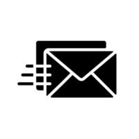 Mail black glyph icon. Electronic mail. Postal service. Letter correspondence. Send and receive message. Silhouette symbol on white space. Solid pictogram. Vector isolated illustration