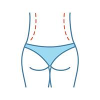 Waist correction surgery color icon. Flanks liposuction. Waist contouring and fat removal plastic surgery. Belt lipectomy. Isolated vector illustration