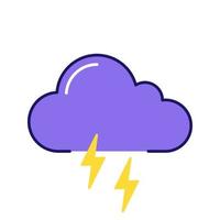 Thunderstorm color icon. Thunder storm. Lightning storm. Stormy. Weather forecast. Isolated vector illustration