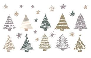 Christmas tree hand drawn illustrations. Vector. vector