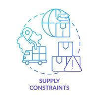 Supply constraints blue gradient concept icon. Products keeping and delivery. Macro economy trends abstract idea thin line illustration. Isolated outline drawing. vector