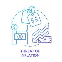 icono de concepto de gradiente azul de amenaza de inflación. problemas financieros mundiales. macroeconomía tendencias idea abstracta ilustración de línea delgada. dibujo de contorno aislado. vector