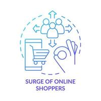 Surge of online shoppers blue gradient concept icon. E-commerce success. Retail strategy trends abstract idea thin line illustration. Isolated outline drawing. vector