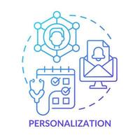 Personalization blue gradient concept icon. Individual patients service. Healthcare macro trends abstract idea thin line illustration. Isolated outline drawing. vector