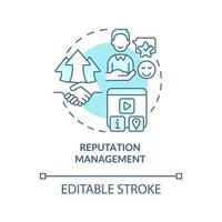 Reputation management turquoise concept icon. Solution for business. PR service abstract idea thin line illustration. Isolated outline drawing. Editable stroke. vector