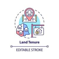 Land tenure concept icon. Land management system abstract idea thin line illustration. Establish rights of ownership. Isolated outline drawing. Editable stroke. vector