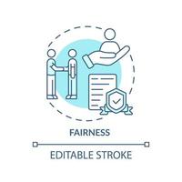 Fairness turquoise concept icon. Trustful business organization. PR code of ethics abstract idea thin line illustration. Isolated outline drawing. Editable stroke. vector