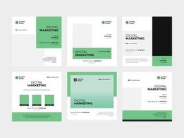 Set of green minimal webinar square banner for flyer poster and social media post template vector